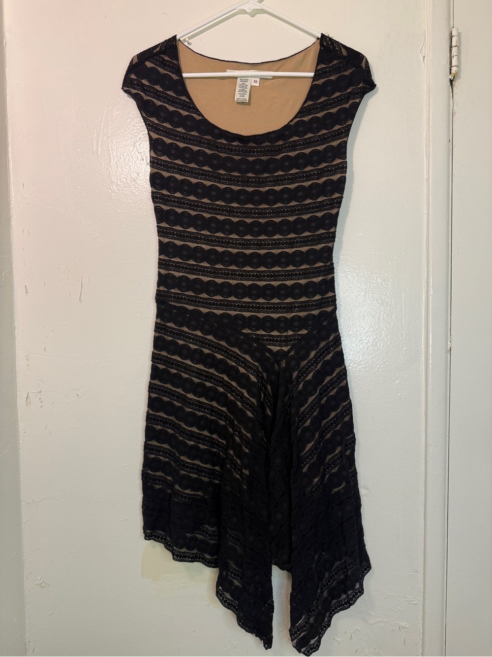 Max Studio Black Lace Crochet Asymmetrical Hem Cocktail Dress XS